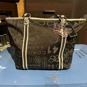 Coach Black Tote Bag with Butterfly Charm